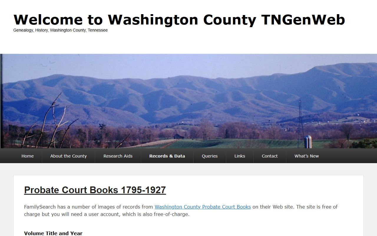Washington County Probate Court Records probate court books source for Washington County Tennessee